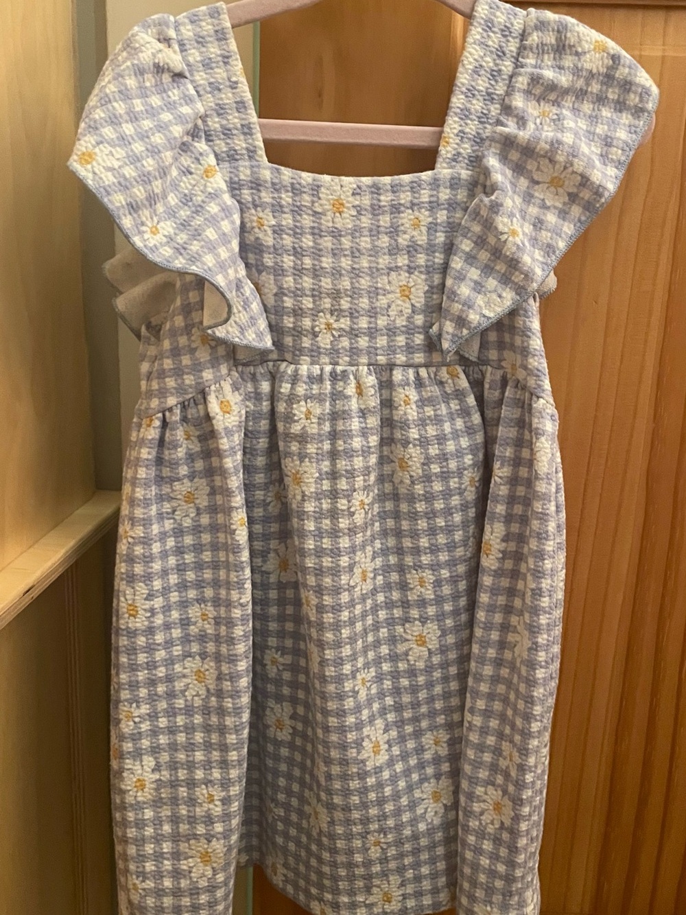 Zara Lavender Gingham Daisy Ruffle Dress Size 3